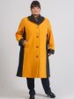 Комбинированное пальто из драпа и стежки, цвет рыжий в интернет-магазине Фабрики Тревери