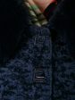 Шуба из эко-меха астраган с отделкой из кожи, цвет синий в интернет-магазине Фабрики Тревери