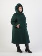 Зимнее пальто из шерстяного драпа с капюшоном, цвет зеленый в интернет-магазине Фабрики Тревери