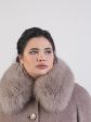 Зимнее ворсовое пальто из Альпаки с воротником из песца, цвет бежевый в интернет-магазине Фабрики Тревери
