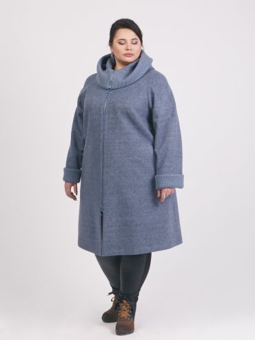 Пальто из двух видов драпа на молнии, цвет серый в интернет-магазине Фабрики Тревери