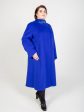 Длинное шерстяное пальто со стразами, цвет синий в интернет-магазине Фабрики Тревери