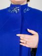 Длинное шерстяное пальто со стразами, цвет синий в интернет-магазине Фабрики Тревери