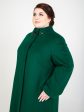 Шерстяное пальто на стойке со стразами, цвет зеленый в интернет-магазине Фабрики Тревери