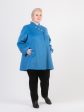 Короткое пальто с ассиметричным воротником, цвет голубой в интернет-магазине Фабрики Тревери