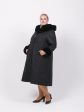 Черное зимнее пальто с меховым капюшоном из норки, цвет черный в интернет-магазине Фабрики Тревери