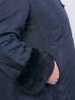 Зимнее пальто на двойном утеплителе с мехом по капюшону, цвет синий в интернет-магазине Фабрики Тревери