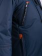 Синяя аляска с оранжевой отделкой и опушкой из натуральной чернобурки, цвет синий в интернет-магазине Фабрики Тревери
