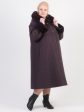 Зимнее пальто с мехом из стеганной плащевки баклажанового цвета, цвет фиолетовый в интернет-магазине Фабрики Тревери