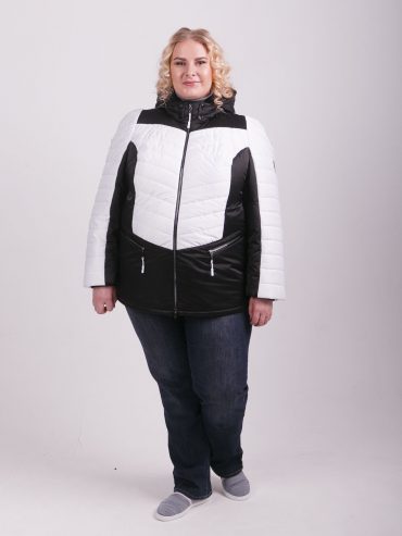 Яркая  куртка из двух плащевых тканей, цвет черный в интернет-магазине Фабрики Тревери