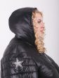 Брендированное женское пальто из комбинированной ткани, цвет черный в интернет-магазине Фабрики Тревери
