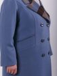 Демисезонное пальто из драпа голубого цвета с отделкой клетка, цвет голубой в интернет-магазине Фабрики Тревери