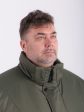 Куртка цвета хаки с пушистым енотом и контрастной фурнитурой, цвет хаки в интернет-магазине Фабрики Тревери