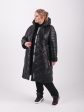 Стильное брендированное пальто из комбинированной стеганной ткани, цвет черный в интернет-магазине Фабрики Тревери