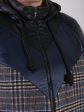 Комбинированная женская куртка из трех видов ткани, цвет синий в интернет-магазине Фабрики Тревери