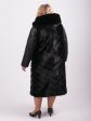 Комбинированное женское пальто из экомеха и стеганной плащевой ткани, цвет черный в интернет-магазине Фабрики Тревери