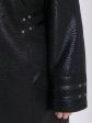 Молодежная дубленка из экомеха с натуральной отделкой из меха Тоскана и кожи, цвет черный в интернет-магазине Фабрики Тревери