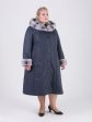 Пальто женское зимнее из плащевой ткани глубокого серого цвета с цветочным принтом, цвет серый в интернет-магазине Фабрики Тревери