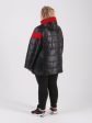 Стильная женская куртка из черной стеганной плащевки с яркой красной полосой, цвет черный в интернет-магазине Фабрики Тревери