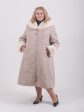 Тёплое бежевое пальто с принтом в виде молний, цвет бежевый в интернет-магазине Фабрики Тревери