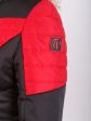 Женская куртка в ярком черно-красном цвете и с натуральной опушкой из енота , цвет черный в интернет-магазине Фабрики Тревери