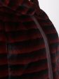 Женская шубка из полосатого меха, цвет бордовый в интернет-магазине Фабрики Тревери