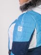 Комбинированная куртка из трех плащевых с песцом, цвет голубой в интернет-магазине Фабрики Тревери