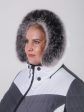 Комбинированная куртка из трех плащевых с песцом, цвет серый в интернет-магазине Фабрики Тревери