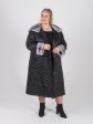 Пальто женское из стеганной плащевки модного геометрического рисунка, цвет черный в интернет-магазине Фабрики Тревери