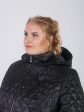 Женская куртка комбинированная с украшением из страз, цвет черный в интернет-магазине Фабрики Тревери