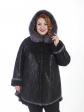 Дубленка больших размеров с капюшоном, цвет черный в интернет-магазине Фабрики Тревери