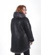 Дубленка больших размеров с капюшоном, цвет черный в интернет-магазине Фабрики Тревери