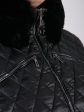 Комбинированная куртка из трех плащевых тканей с песцовым воротником на магнитных кнопках, цвет черный в интернет-магазине Фабрики Тревери