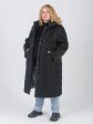 Комбинированное пальто трапеция с силиконовыми лентами, цвет черный в интернет-магазине Фабрики Тревери