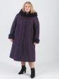 Оригинальное зимнее баклажановое пальто с отделкой норкой, цвет фиолетовый в интернет-магазине Фабрики Тревери