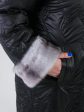 Пальто из стеганной плащевки с модным рисунком листья, цвет черный в интернет-магазине Фабрики Тревери