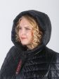 Женское стеганное пальто с силиконовой лентой и шевроном в виде губ и сердца, цвет черный в интернет-магазине Фабрики Тревери