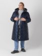 Стеганное женское брендированное пальто на молнии, цвет синий в интернет-магазине Фабрики Тревери