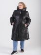 Комбинированное женское пальто из стеганной ткани с брендовой лентой, цвет черный в интернет-магазине Фабрики Тревери