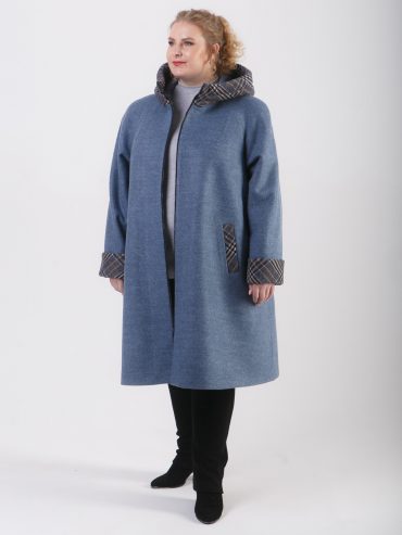 Спортивное пальто комбинированное с отделкой из клетки, цвет серый в интернет-магазине Фабрики Тревери