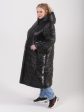 Стеганное женское комбинированное пальто на пуговицах, цвет черный в интернет-магазине Фабрики Тревери