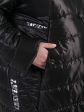 Стеганное женское комбинированное пальто на пуговицах, цвет черный в интернет-магазине Фабрики Тревери