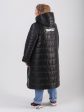 Удлиненное стеганное женское брендированное пальто на молнии, цвет черный в интернет-магазине Фабрики Тревери