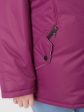 Куртка фиолетового цвета с белой отделкой и искусственным белым енотом, цвет фиолетовый в интернет-магазине Фабрики Тревери