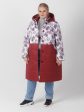 Куртка из принтованной и стеганной ткани бордового цвета на пуговицах, цвет бордовый в интернет-магазине Фабрики Тревери