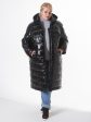 Молодежное пальто из стеганной блестящей плащевки, черного цвета, цвет черный в интернет-магазине Фабрики Тревери