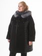 Стильное пальто драп и стежка со стразами и эко-мехом из чернобурки, цвет черный в интернет-магазине Фабрики Тревери