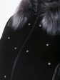 Стильное пальто драп и стежка со стразами и эко-мехом из чернобурки, цвет черный в интернет-магазине Фабрики Тревери