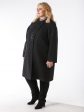 Асимметричное шерстяное пальто с пайетками, цвет черный в интернет-магазине Фабрики Тревери