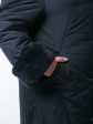 Зимнее пальто с контрастной отделочной строчкой и полу норкой, цвет синий в интернет-магазине Фабрики Тревери